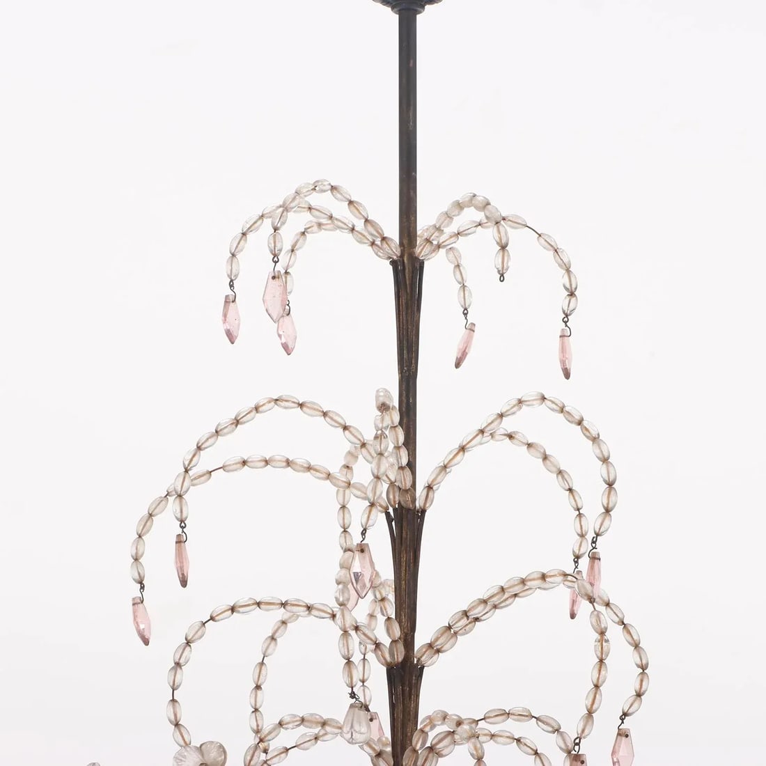 French Painted Iron and Beaded Chandelier in the Manner of Bagues C 1940. - 2