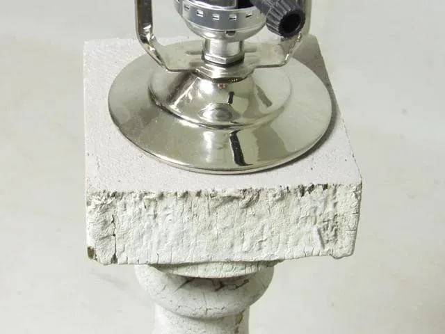 Pair of Antique Crusty Paint Column Lamps - 11