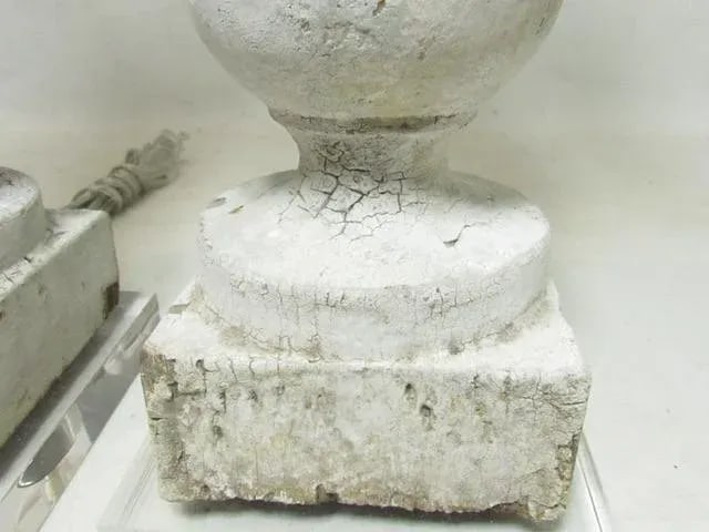 Pair of Antique Crusty Paint Column Lamps - 12