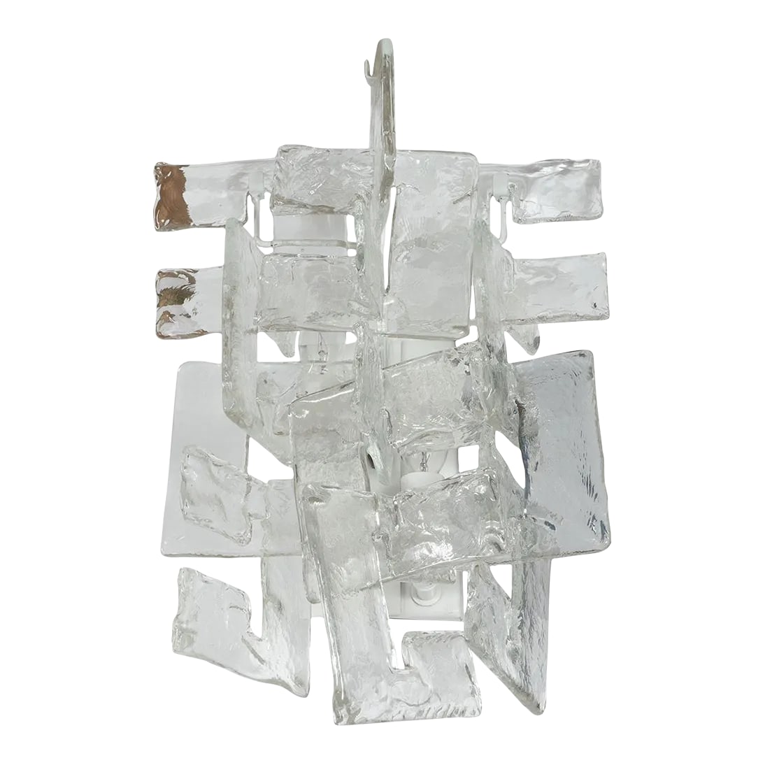 Vintage Murano Glass Link Sconce by Mazzega: Single sconce frame with C-shaped textured Murano glass links by Mazzega. Condition: Alterations: Restored Imperfections: Some Imperfections Condition Notes: -This item is in good vintage condition.