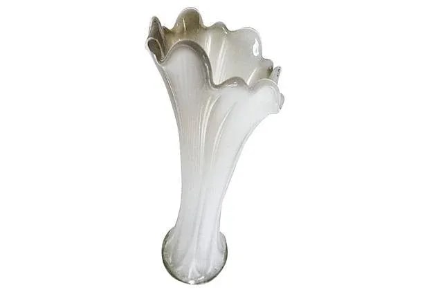 Mid-Century Modern White Glass Vase - 2