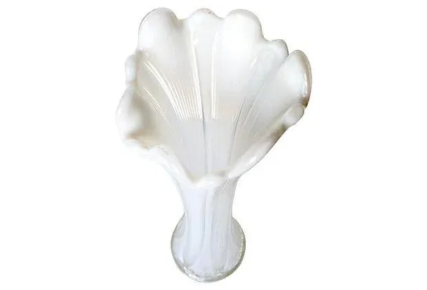 Mid-Century Modern White Glass Vase - 4