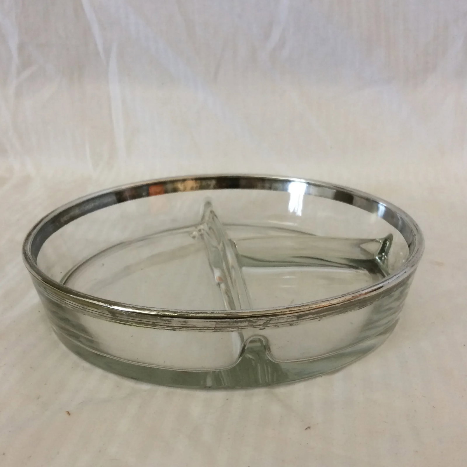 Mid-Century Modern Dorothy Thorpe Silver Rim Divided Dish - 3
