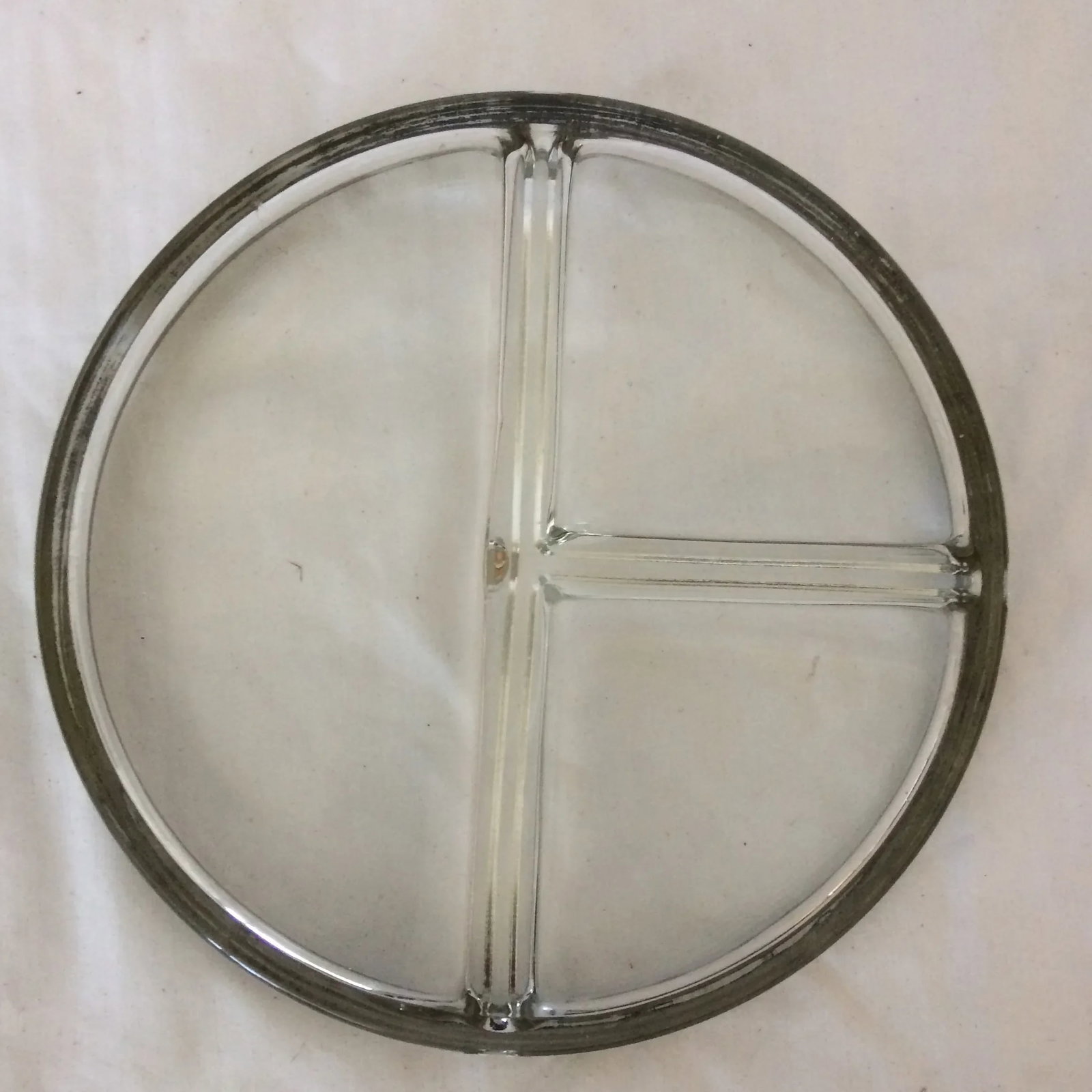 Mid-Century Modern Dorothy Thorpe Silver Rim Divided Dish - 6