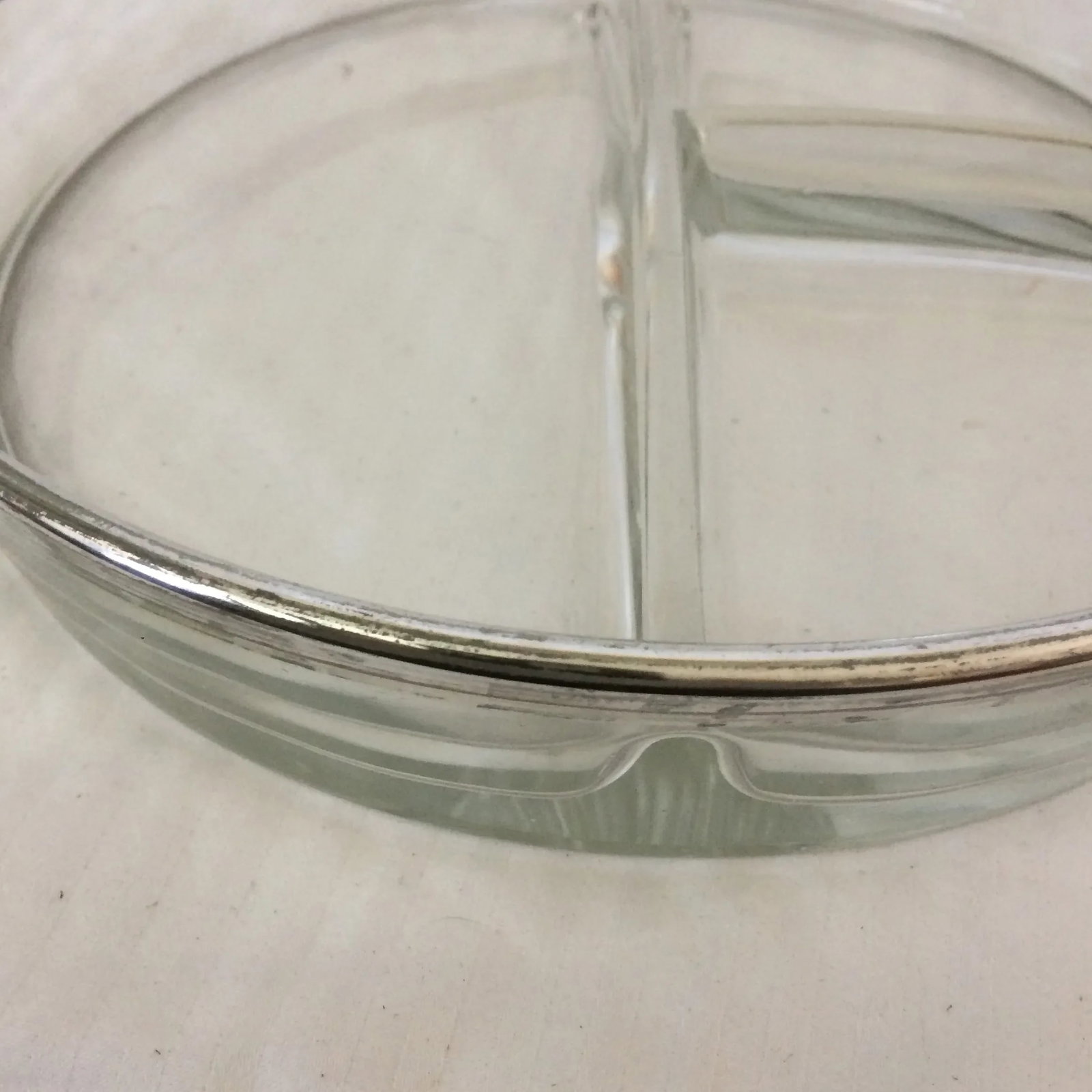 Mid-Century Modern Dorothy Thorpe Silver Rim Divided Dish - 9