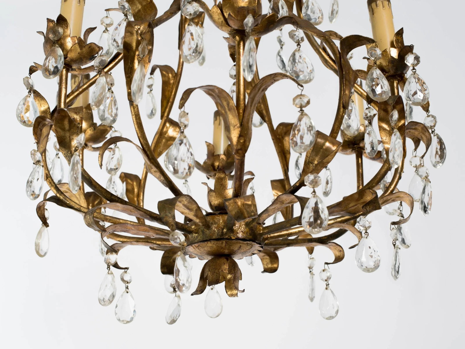 Gilt Metal and Crystal Chandelier - 5