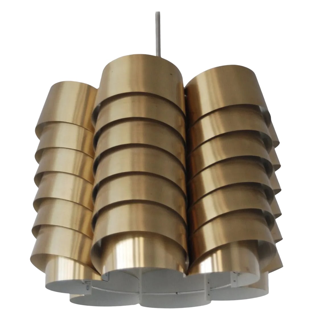 Pendant by Hans-Agne Jakobsson: A pendant by Hans-Agne Jakobsson, Markaryd, Sweden, circa 1960. Made of brass. Diameter 16", H- 13.5". Existing wiring, rewiring available. Condition: Alterations: Original Condition Unaltered