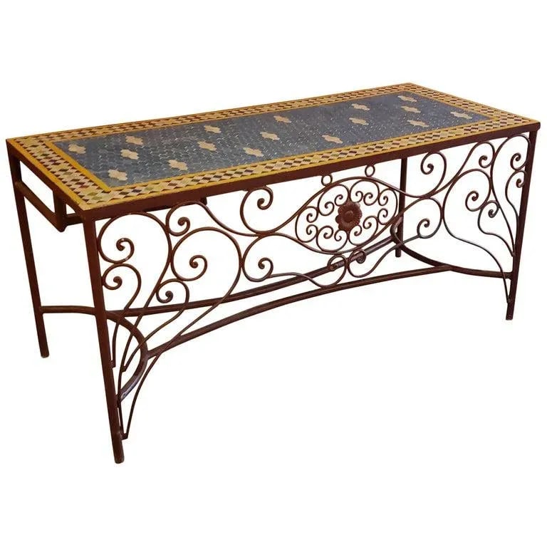 Moroccan Rectangular Mosaic Work Desk - 11