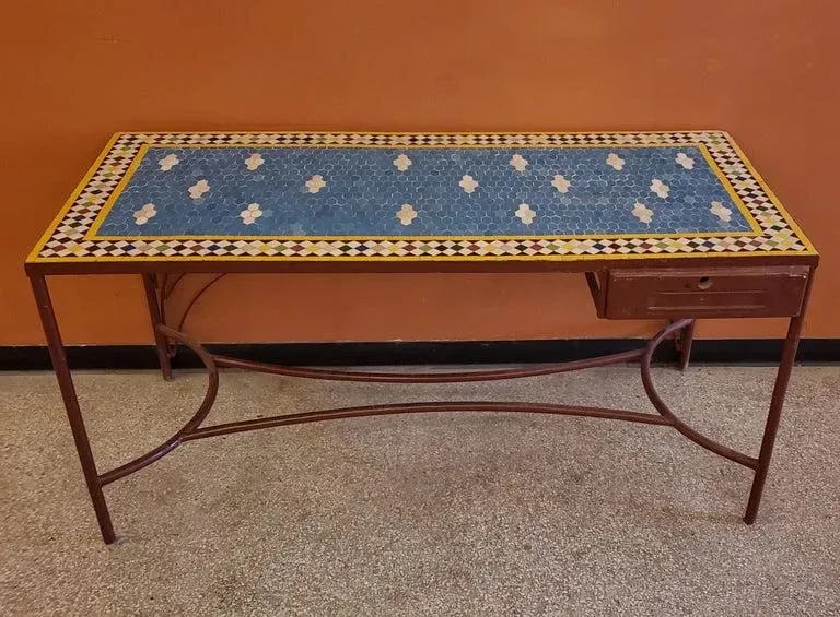 Moroccan Rectangular Mosaic Work Desk - 3