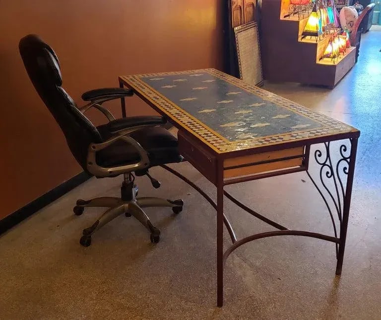 Moroccan Rectangular Mosaic Work Desk - 4