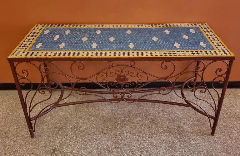Moroccan Rectangular Mosaic Work Desk - 5
