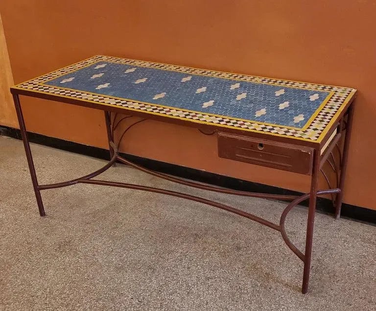 Moroccan Rectangular Mosaic Work Desk - 6