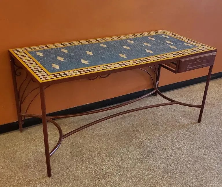 Moroccan Rectangular Mosaic Work Desk - 8