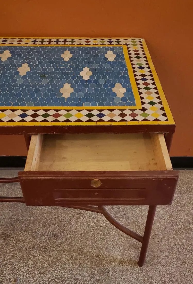 Moroccan Rectangular Mosaic Work Desk - 9