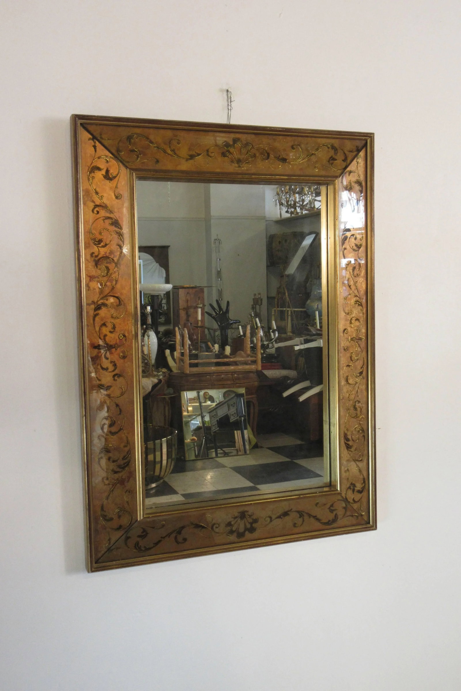 1960s French Reverse Painted Mirror - 2