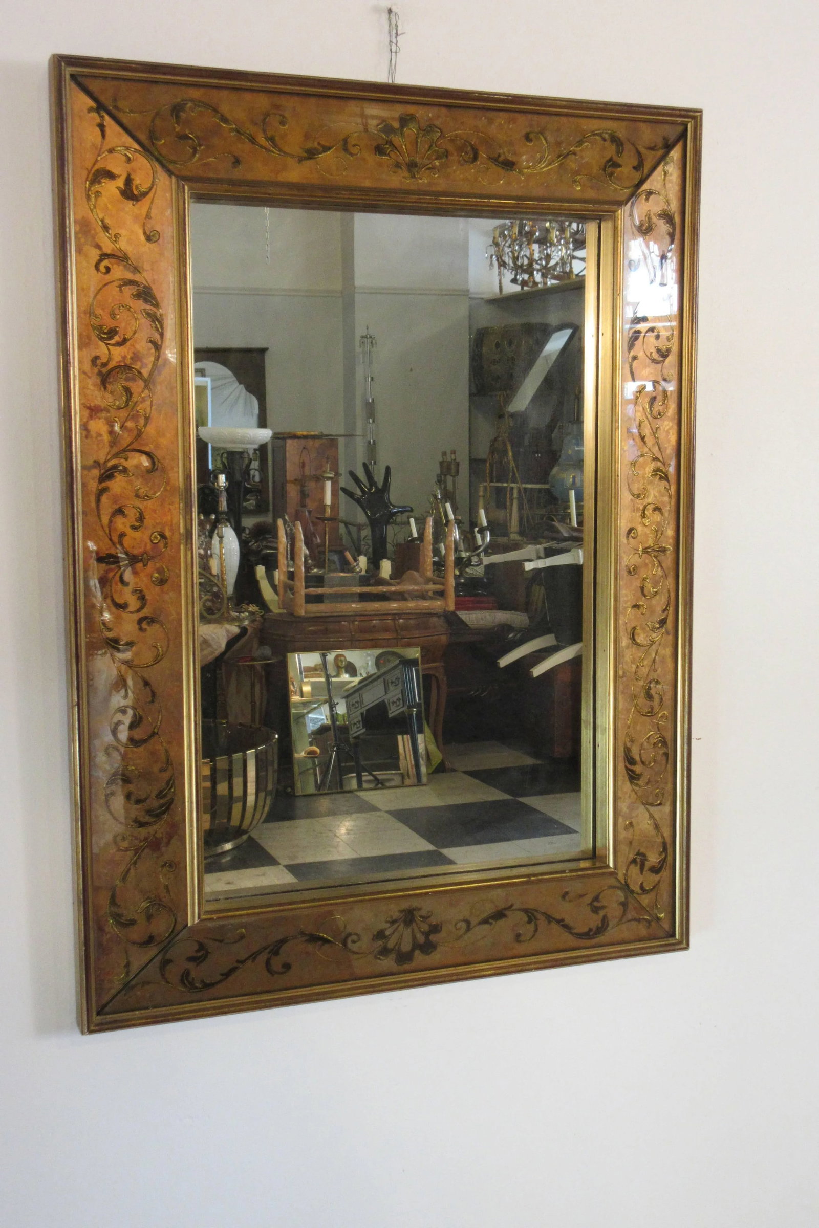 1960s French Reverse Painted Mirror - 3