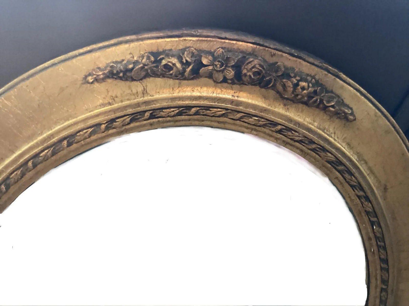 1950's-1960's Mid-Century-Pair of Giltwood and Gesso Oval Wall Mirrors Vanity Mirrors Bathroom Mirro - 7