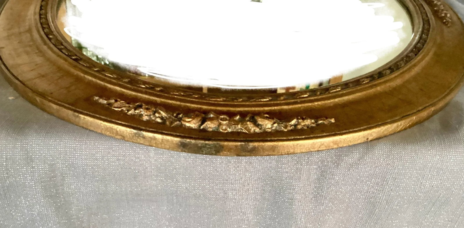 1950's-1960's Mid-Century-Pair of Giltwood and Gesso Oval Wall Mirrors Vanity Mirrors Bathroom Mirro - 8