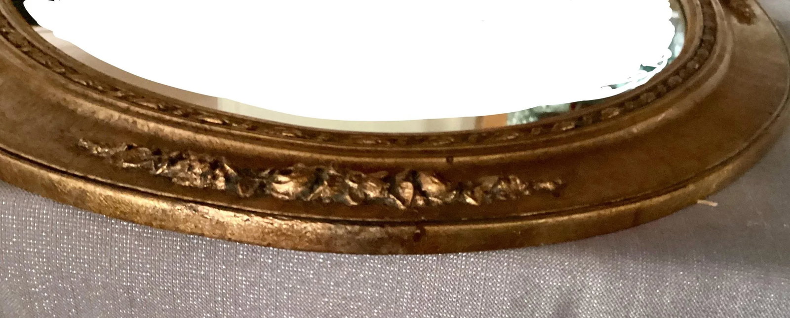 1950's-1960's Mid-Century-Pair of Giltwood and Gesso Oval Wall Mirrors Vanity Mirrors Bathroom Mirro - 9