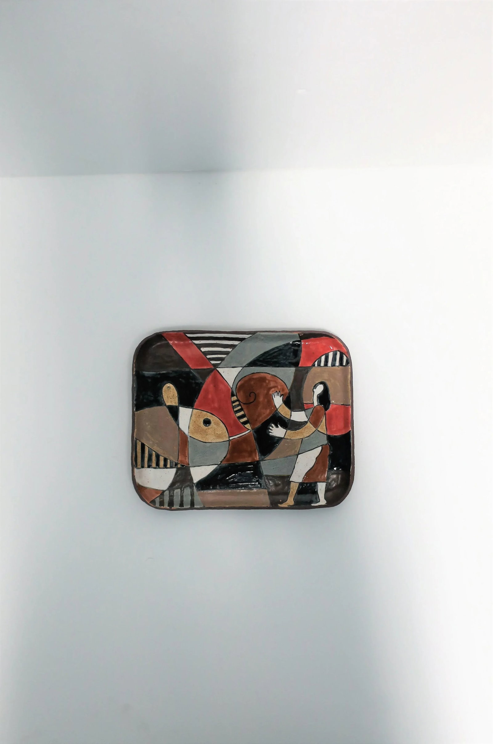 Abstract and Figural Pottery Artwork Tray - 3