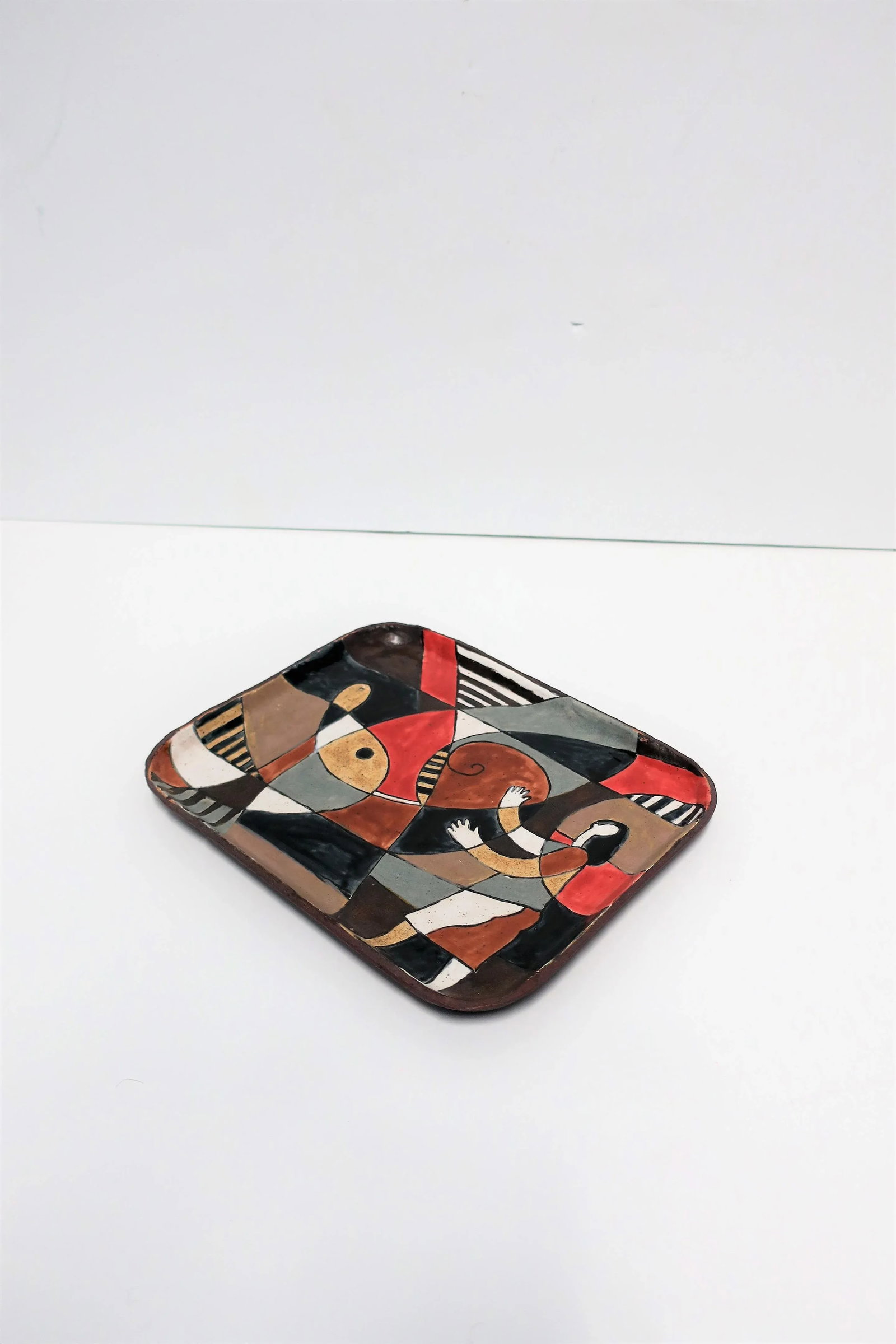 Abstract and Figural Pottery Artwork Tray - 4