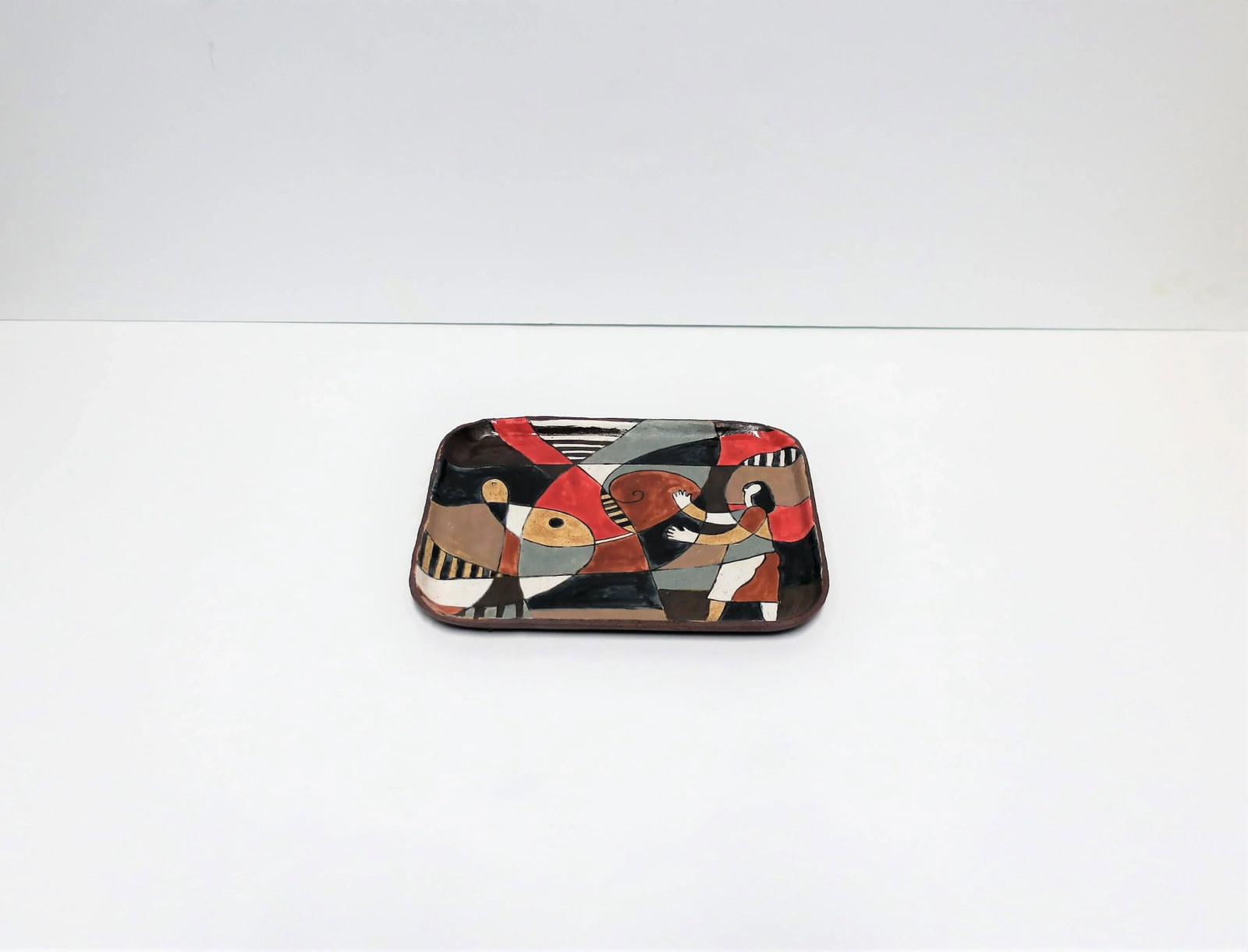 Abstract and Figural Pottery Artwork Tray - 5