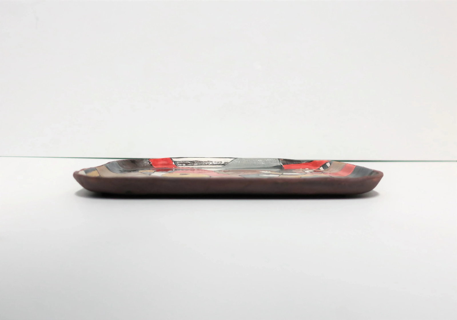 Abstract and Figural Pottery Artwork Tray - 7