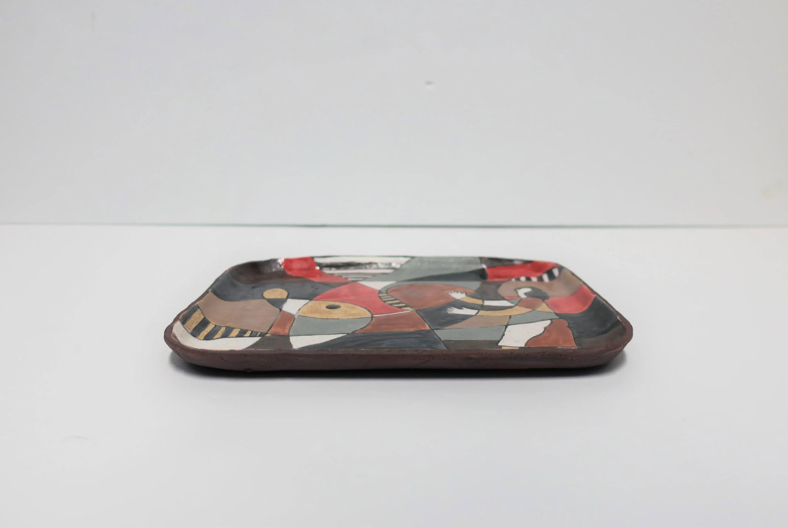 Abstract and Figural Pottery Artwork Tray - 8