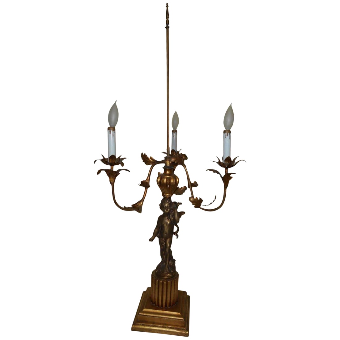 Italian French Cherub Putti Bronze Candelabra Lamp Antique (1 of 9)