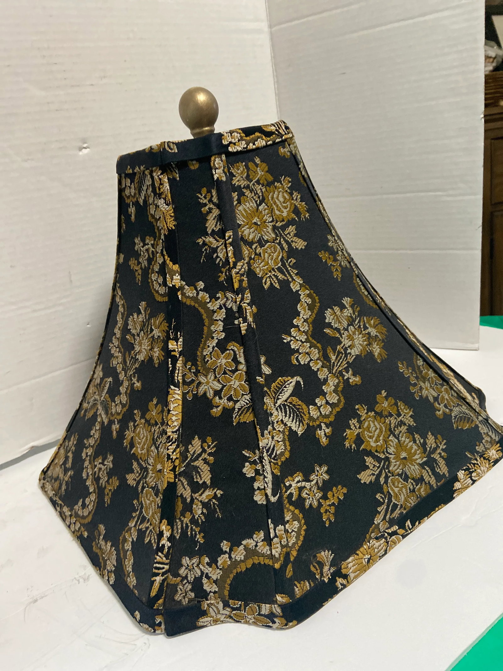 Mid Century Chinoiserie Asian Regency Silk Lamp Shade - 3