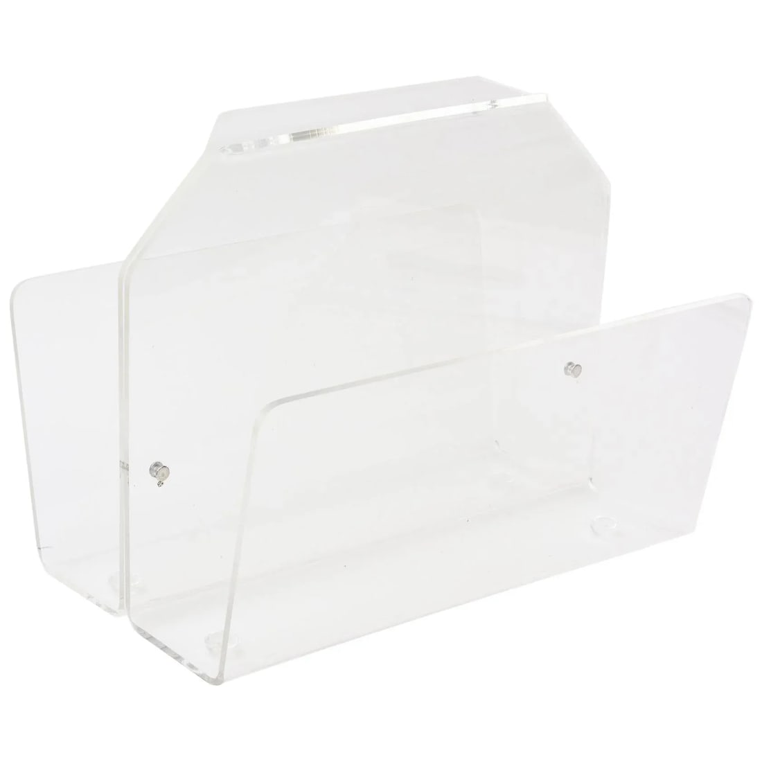 Vintage 1970's Lucite Two Compartment Magazine Holder or Stand With Handle - 11