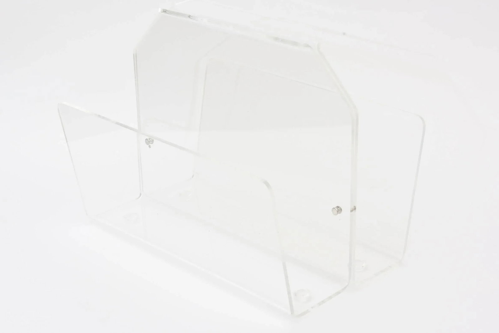 Vintage 1970's Lucite Two Compartment Magazine Holder or Stand With Handle - 3