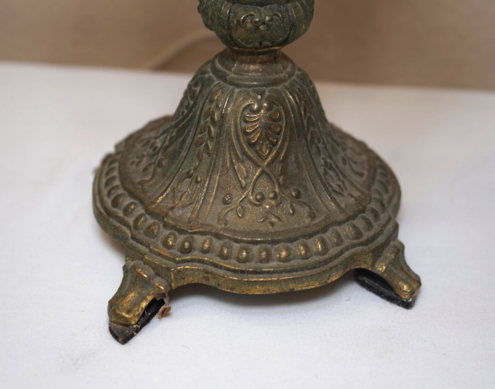 1915 Antique Bronze Art Nouveau German Crystal Prism Table Lamp - 9