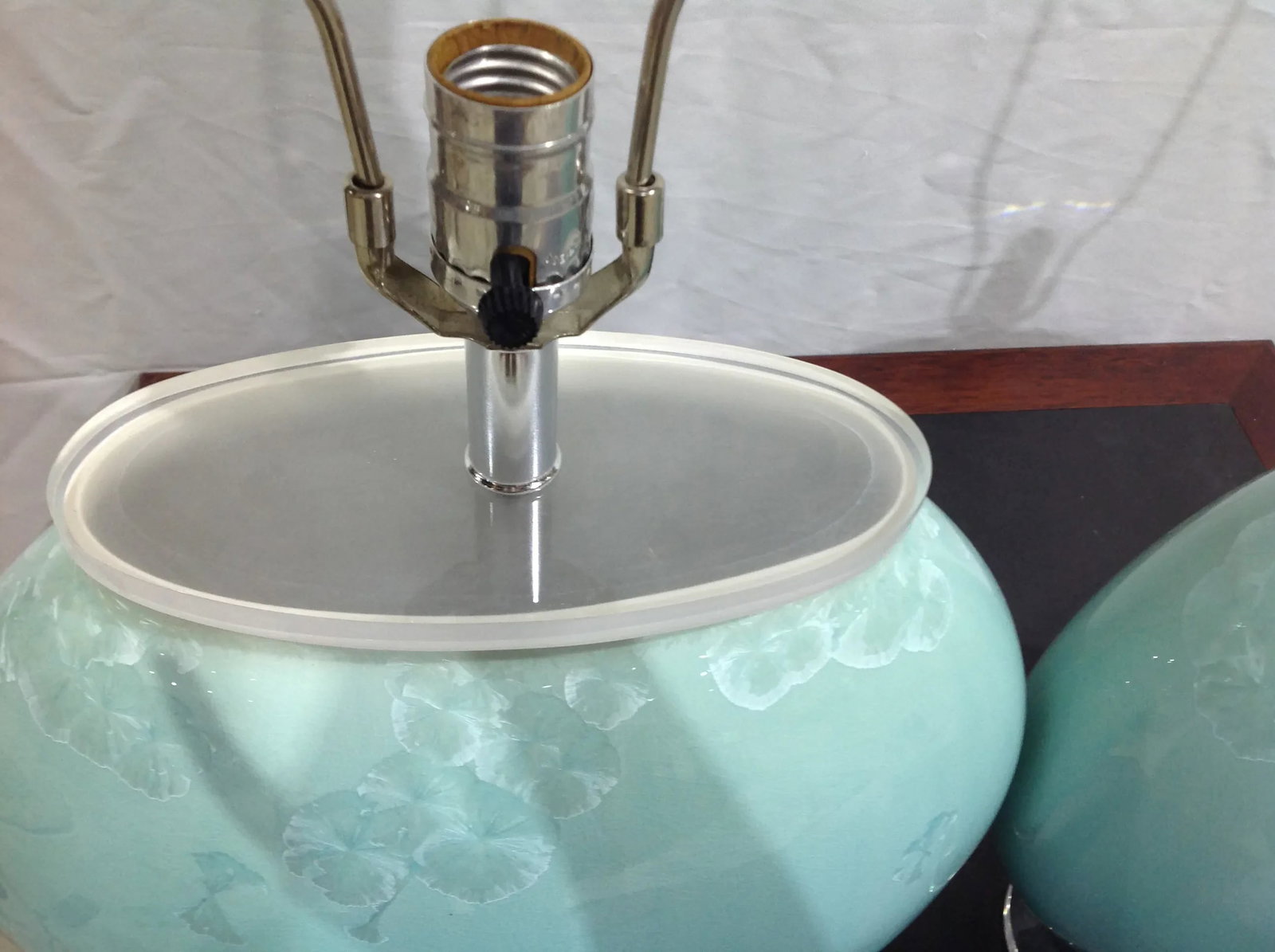 Vintage R. Dittmen Modern Blue Lucite Crystalline Glaze Ceramic Lamps - a Pair - 6