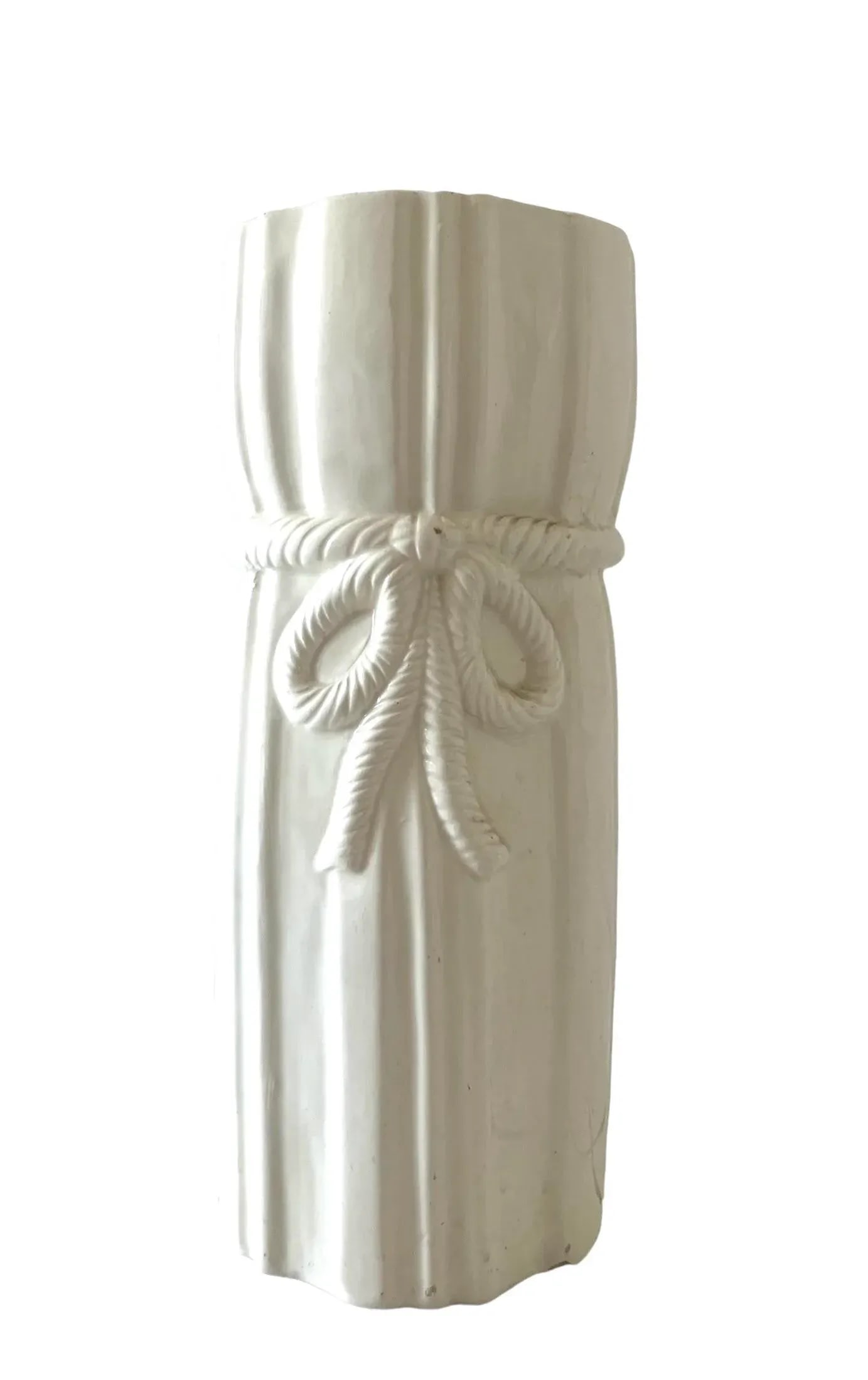 Vintage White Porcelain Trompe l'Oeil Tassel Umbrella Stand - 3