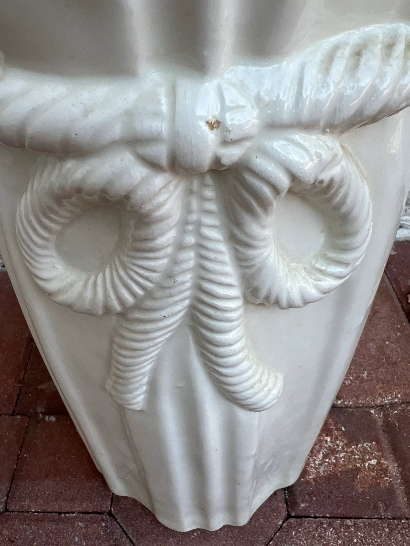 Vintage White Porcelain Trompe l'Oeil Tassel Umbrella Stand - 9