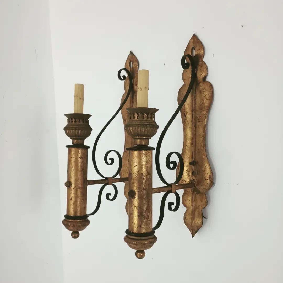 Vintage Spanish Revival Wall Lights Sconces - a Pair - 8