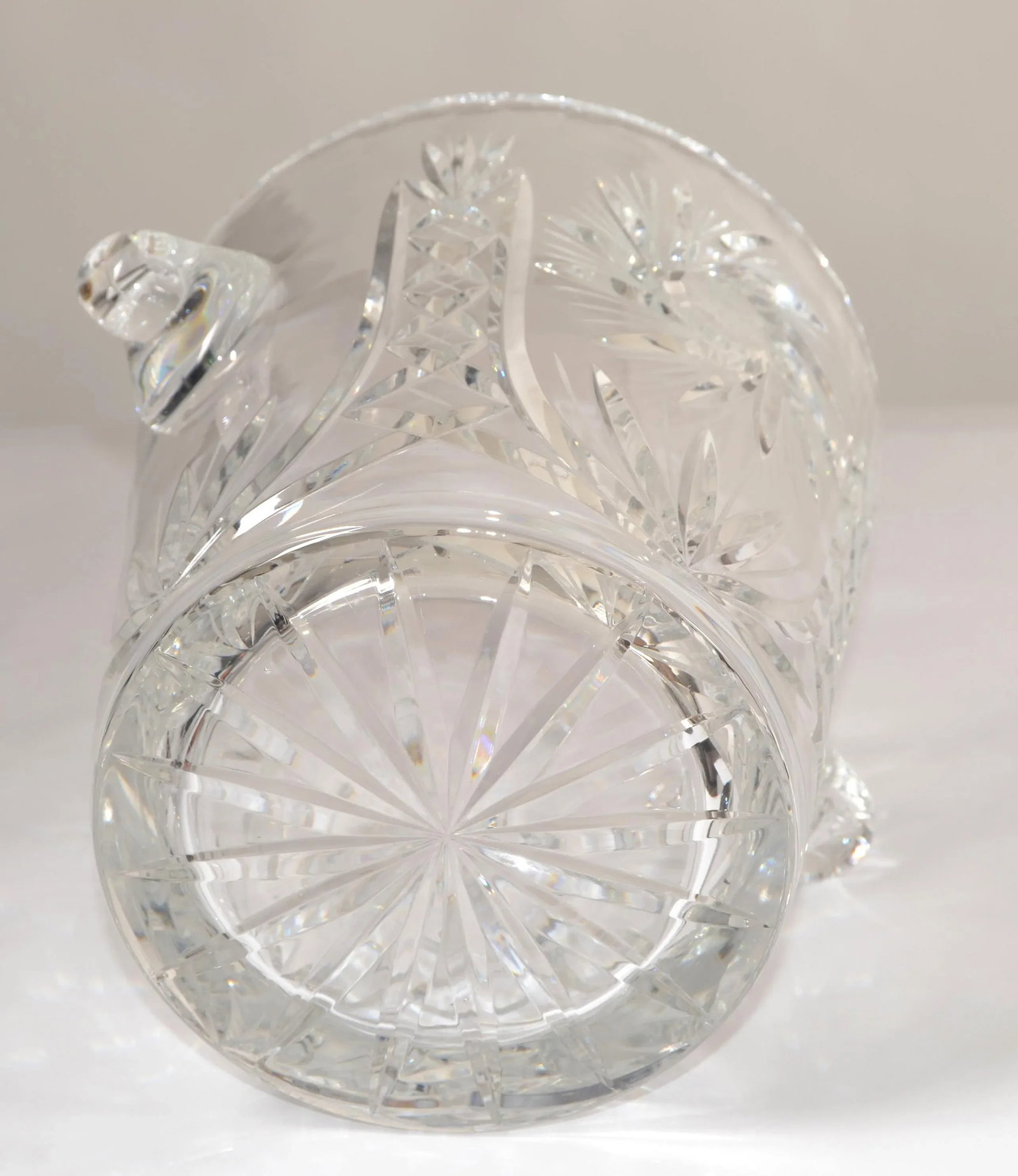 Vintage Beyer Crystal Cut Glass Stars Pattern Large Champagne Cooler Ice Bucket Germany - 10