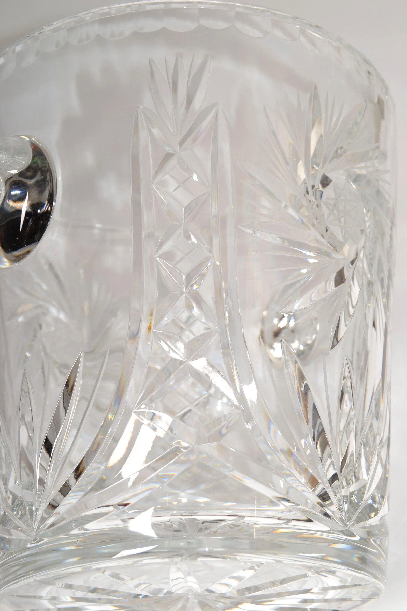 Vintage Beyer Crystal Cut Glass Stars Pattern Large Champagne Cooler Ice Bucket Germany - 11