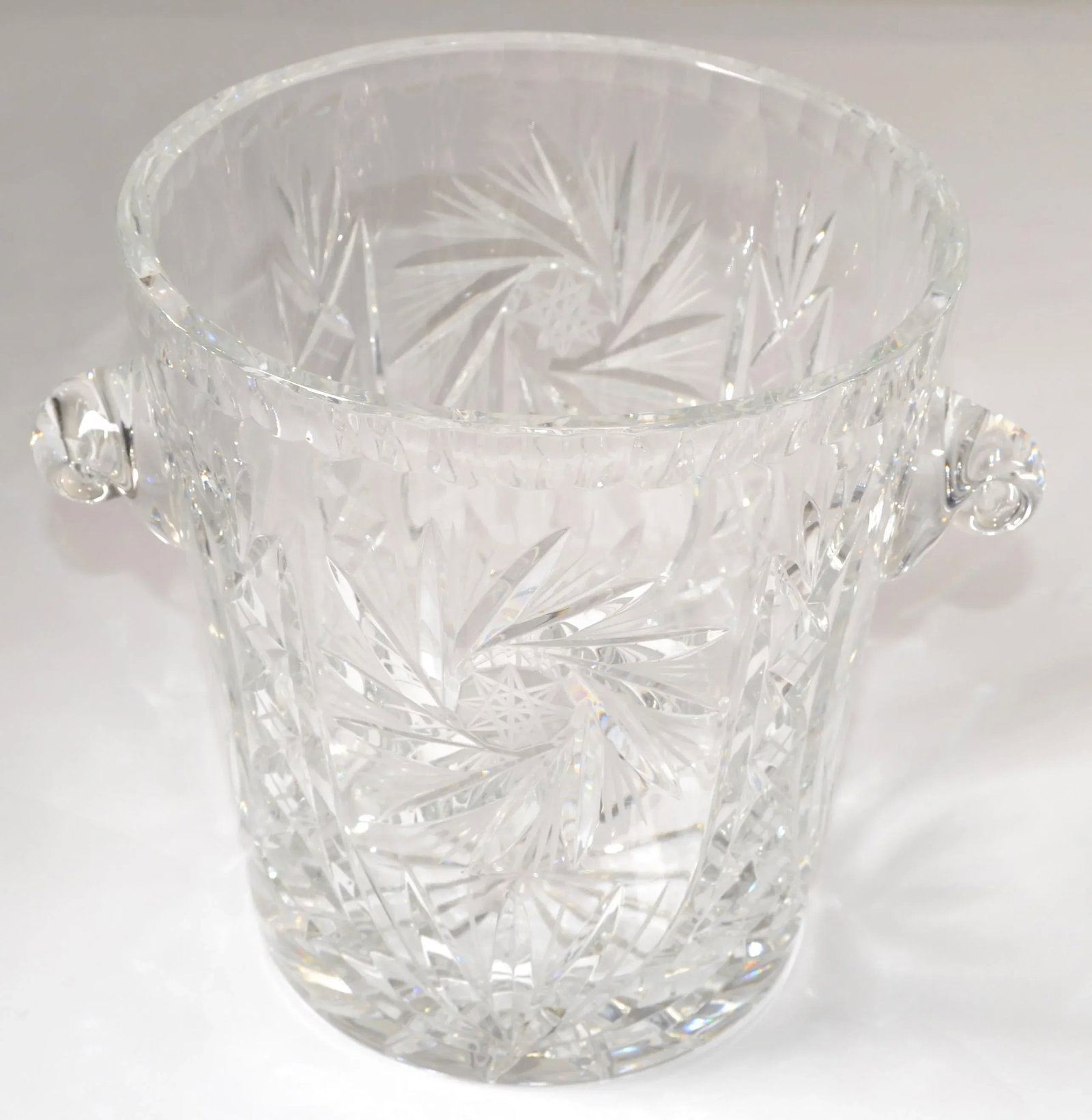 Vintage Beyer Crystal Cut Glass Stars Pattern Large Champagne Cooler Ice Bucket Germany - 2