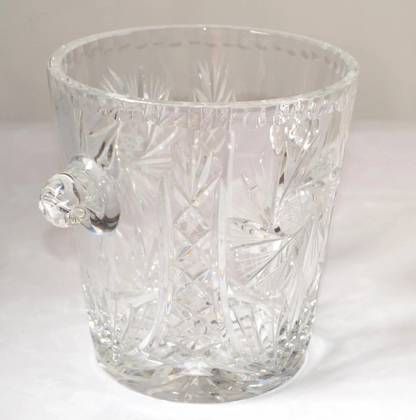 Vintage Beyer Crystal Cut Glass Stars Pattern Large Champagne Cooler Ice Bucket Germany - 4