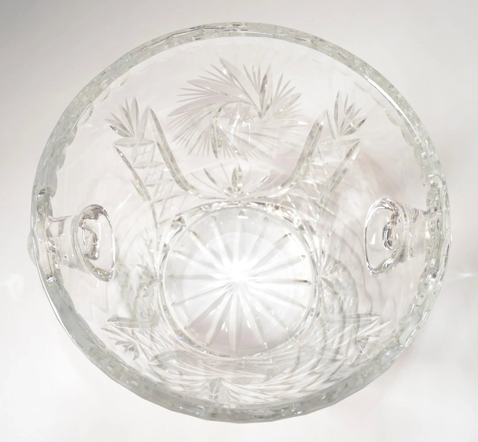 Vintage Beyer Crystal Cut Glass Stars Pattern Large Champagne Cooler Ice Bucket Germany - 5