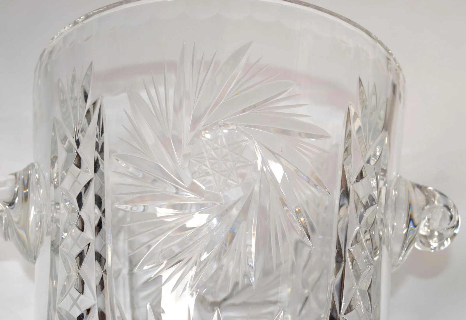 Vintage Beyer Crystal Cut Glass Stars Pattern Large Champagne Cooler Ice Bucket Germany - 7