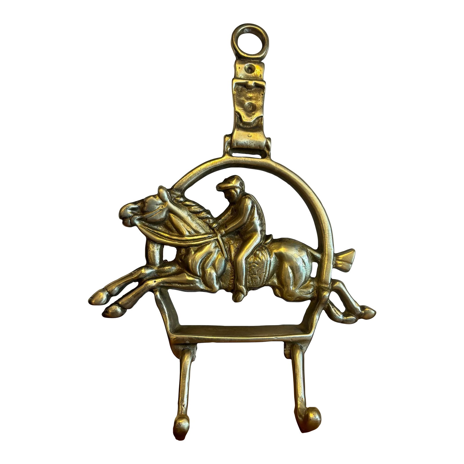 Vintage English Brass Jockey and Horse Racing Wall Hooks (1 of 5)