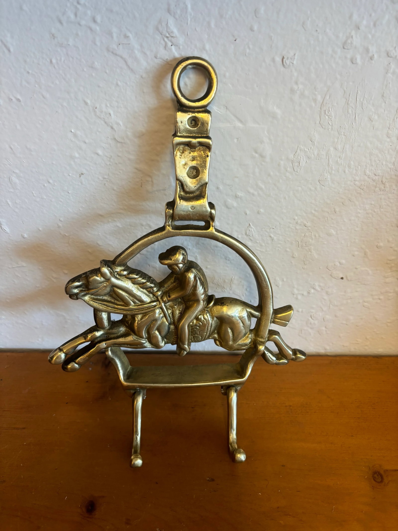 Vintage English Brass Jockey and Horse Racing Wall Hooks - 3