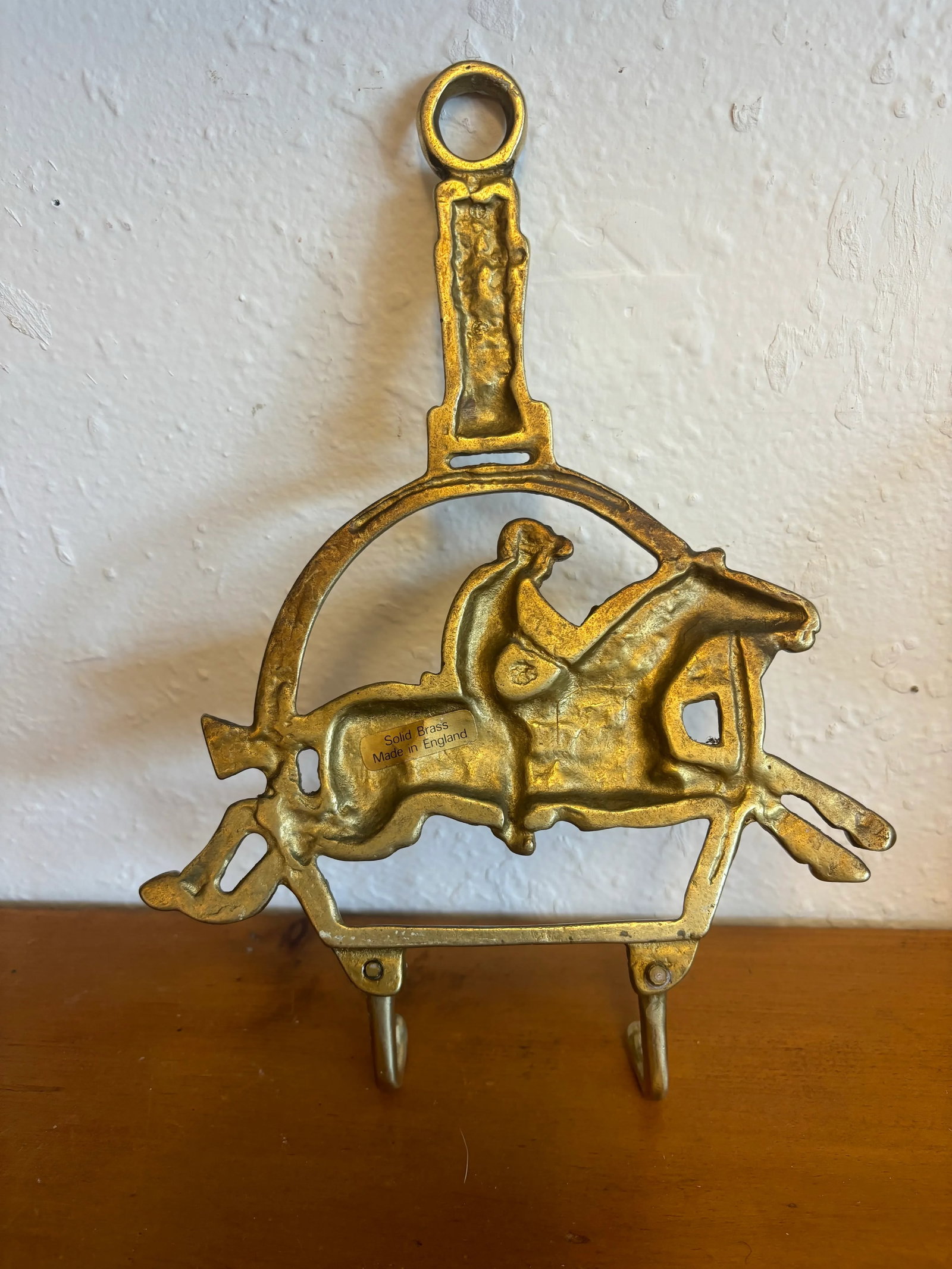 Vintage English Brass Jockey and Horse Racing Wall Hooks - 4