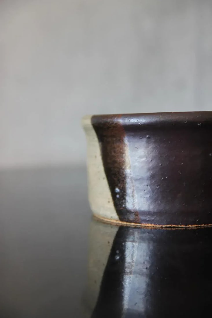 Mid 20th Century Dark Chocolate/Grey Decorative French Pottery Bowl - 6