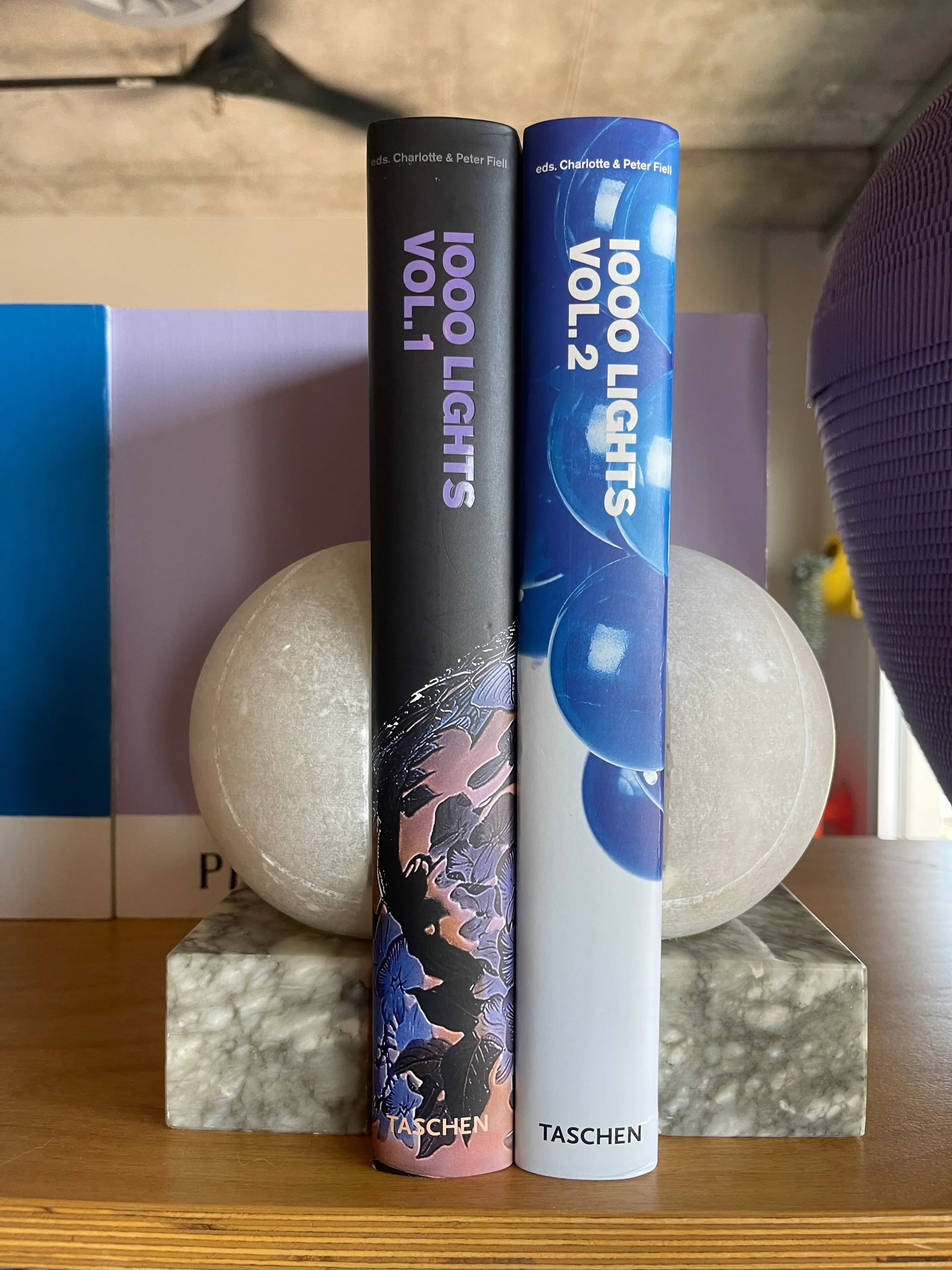 Space Age Vintage Italian Marble Alabaster Tennis Ball Bookends Carved Stone - 2