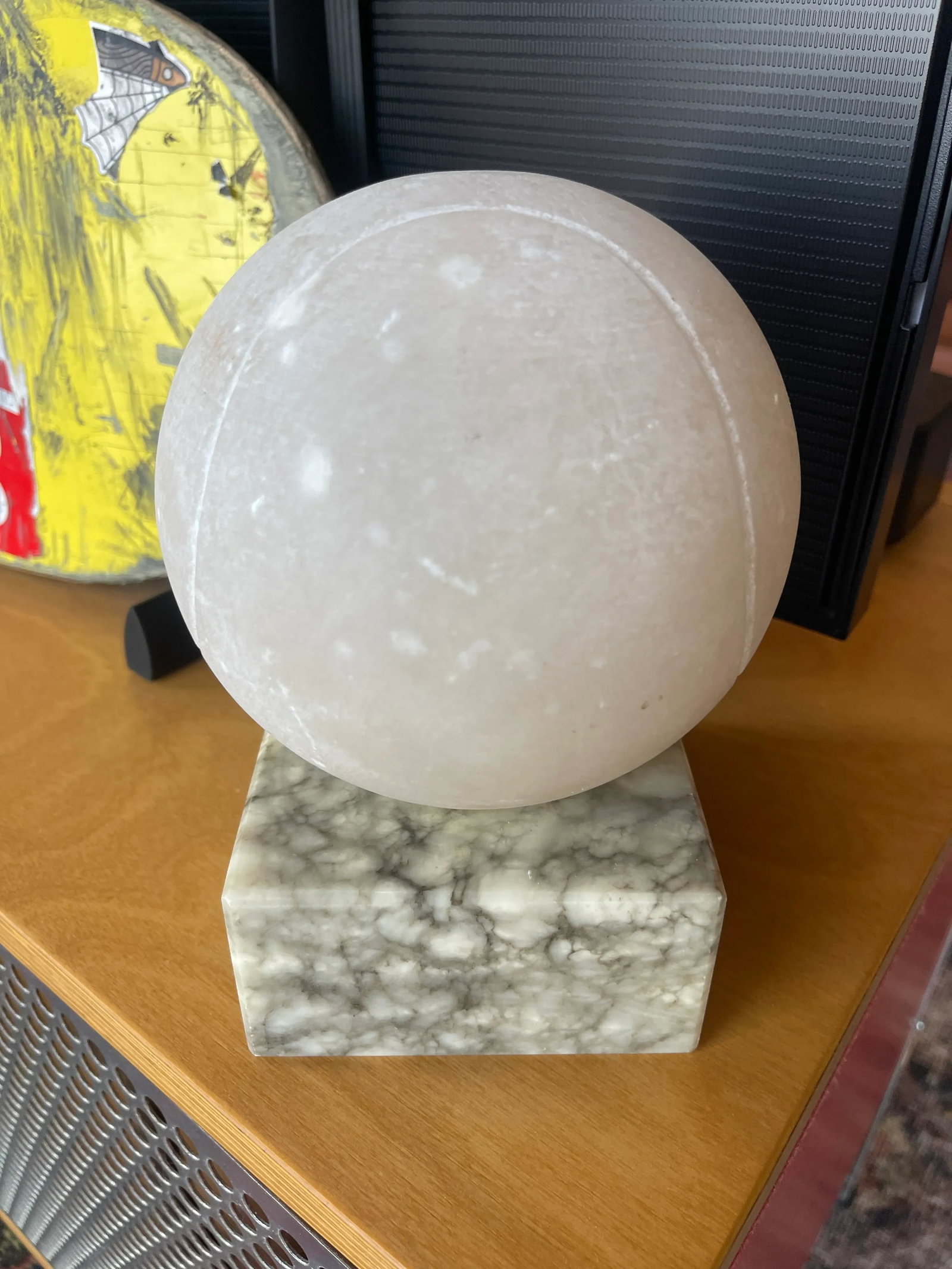 Space Age Vintage Italian Marble Alabaster Tennis Ball Bookends Carved Stone - 4