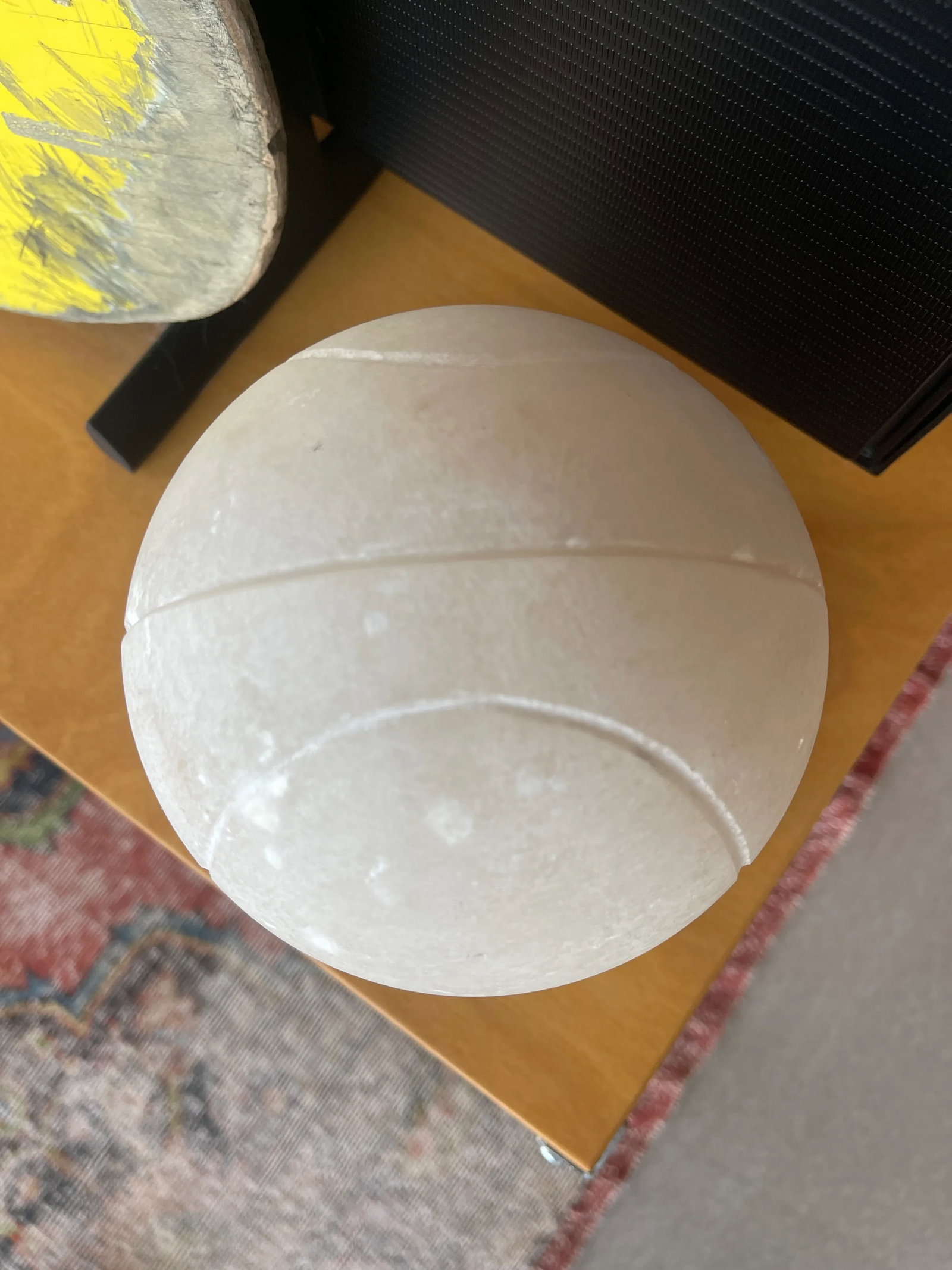 Space Age Vintage Italian Marble Alabaster Tennis Ball Bookends Carved Stone - 5
